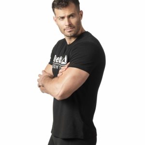 Reebok Weightlifting T Shirt Herren - Schwarz/Weiß - DE 138-VET